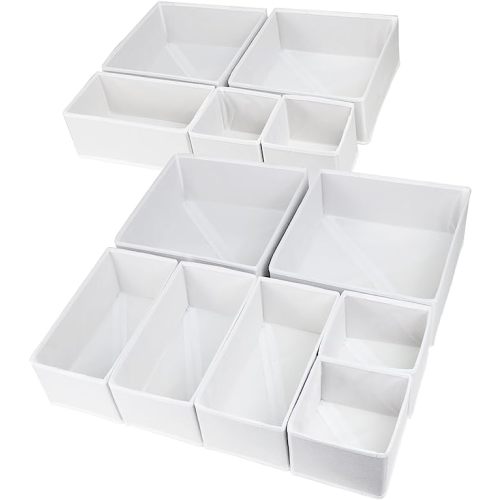 12 Pack Drawer Organizer Clothes, Foldable Fabric Dresser Organizer Closet Organizers and Storage Box for Underwear,Folded Clothes,Baby Clothing,Socks,Bra,Towels,Ties(12 Pack,White)