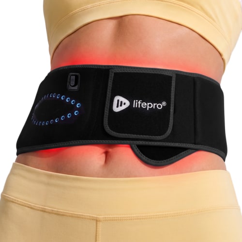 Lifepro Allevared Pro Red Light Belt - HSA/FSA Eligible Wearable Shoulder Heating Pad, Massage Device with Vibration, Postpartum Sculptor for Stretch Marks, Mommy Pooch Tightening, Muscle Recovery, Self Care Products for Daily Self-Care, Black Pro - TikTo