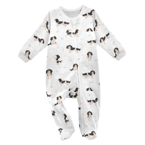 vvfelixl Exercises Doberman Dog Baby Sleepers For Girl Boys Newborn Baby Play One-Piece Footies For 0-24 Months White