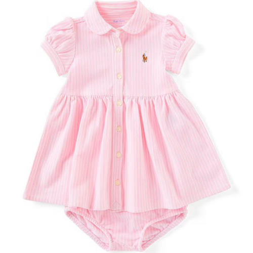 Ralph Lauren Baby Girls Stripe Knit Oxford Dress & Bloomers Set