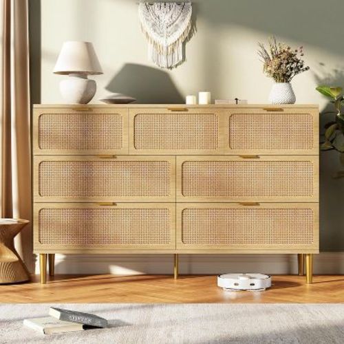 7-Drawer Dresser, Modern Wooden Bedroom Chest of Drawers With Storage Drawers, Farmhouse Style TV Stand for Living Room, Bedroom, Hallway