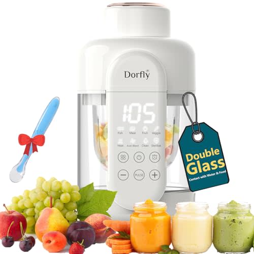 Baby Food Maker Glass 12oz Steamer and Blender Glass Reservoir & Bowl 9 in 1 Baby Puree Maker Dishwasher Safe Food Blender, Timer, Recipe