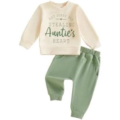 VISGOGO Toddler Boy Girl 2-Piece Outfit Set Long Sleeve Letter Print Sweatshirt Harem Pants Soft Fall Winter Casual Clothes