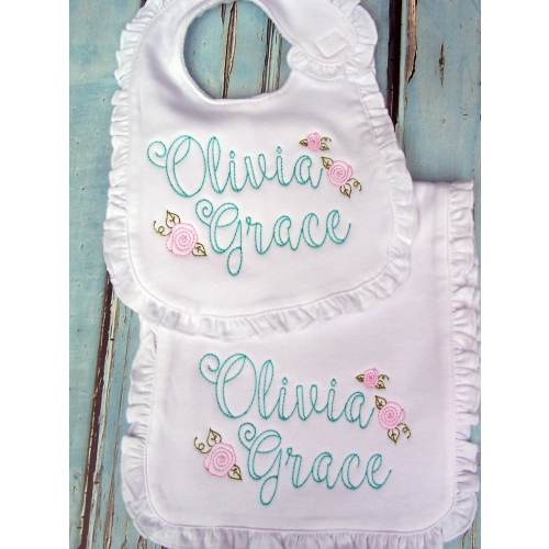 Personalized Baby Bib, Personalized Burp Cloth, Monogrammed Bib, Monogrammed Burp Cloth, Baby Gift, Baby Shower Gift, Personalized Baby Gift