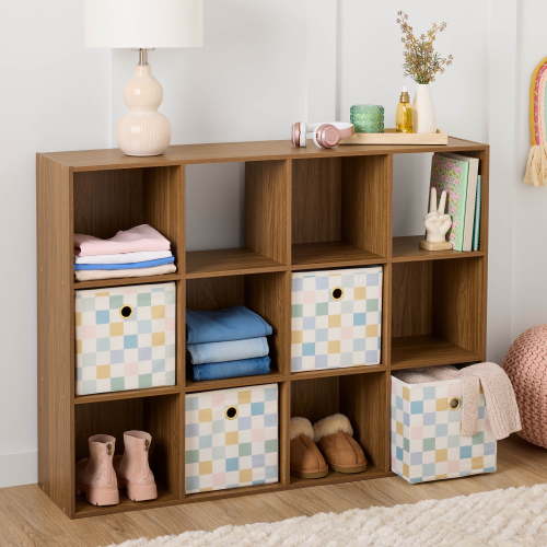 Mainstays 12 Cube Storage Organizer, Warm Walnut