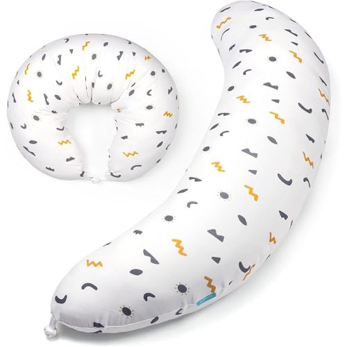 BYRIVER Firm C Shaped Pregnancy Pillows for Sleeping, Belly Hip Leg Knee Support Side Sleeper Body Pillow, Cuddle Snuggle Maternity Pillow, Zipper Cooling Jersey Cotton Pillowcase, Gifts for Mom