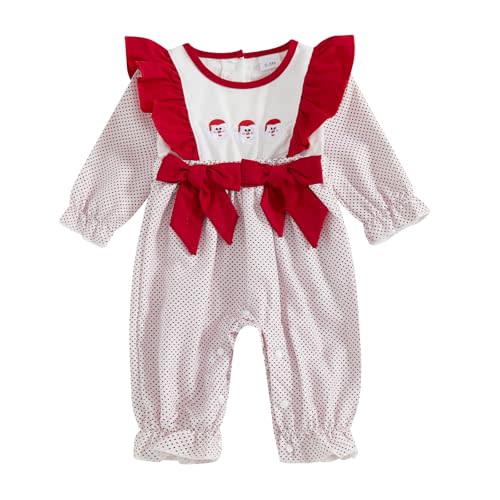 Doisbetthsay Baby Girl First Christmas Outfit My 1st Christmas Newborn Romper Long Sleeve Jumpsuit Infant Santa Outfit