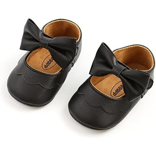 RVROVIC Baby Girls Shoes Soft Sole Mary Jane Flats Princess Dresses Shoes PU Cute Bow Prewalker