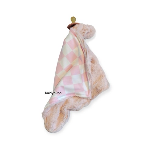 Pink Checker | Minky | Pacifier Lovey | Security Blanket | Cuddle Toy | Baby Binky | Paci Holder