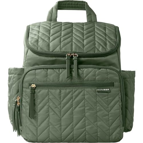 Skip Hop Diaper Bag Backpack: Forma, Multi-Function Baby Travel Bag with Changing Pad & Stroller Attachment, Sage