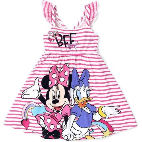 Disney Princess Minnie Mouse Frozen Elsa Girls Dress Ruffle Sleeveless Criss Cross Sundress Summer Clothes Baby to Toddler