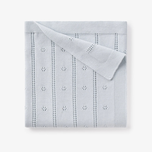 Pale Blue Pointelle Knit Baby Blanket – Elegant Baby