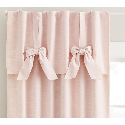 Evelyn Linen Blend Bow Valance Kids Blackout Curtain | Pottery Barn Kids
