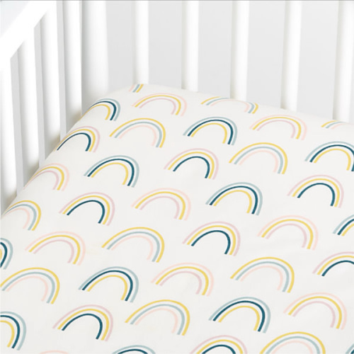 Stay Cool Asha Rainbow Organic Cotton Baby Crib Fitted Sheet