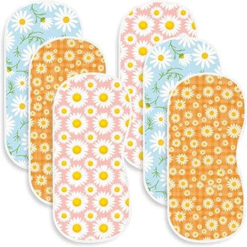 6-Pack Baby Burp Cloths with 3 Unique Daisy Prints, 100% Cotton Muslin Crinkle Burping Rags for Feeding & Spitting Up, Absorbent Newborn Washcloths, Aesthetic Gift Set