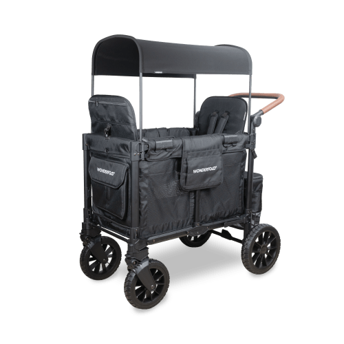 Wonderfold W2 Luxe Pro (2-Seater) Double Seater Stroller Wagon (Jet Black)