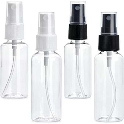 4 Pack Spray Bottle Travel Mist Mini Empty Spray Bottles Thickened Reusable Plastic Sprayers for Toners, Face & Hair Mist 1 Oz, 2 Oz