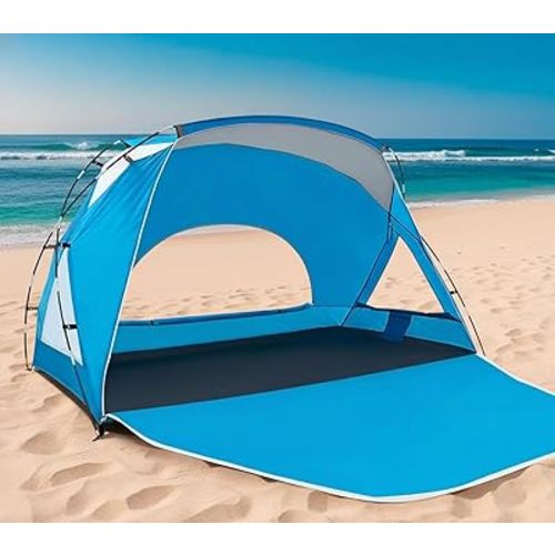 Beach Tent, Portable Sun Shelter for 2/3/4/6-8 Person with UPF 50+ UV Protection, Easy Setup Waterproof Beach Shade Canopy Cabana for Family Outdoor and Picnics, Fishing with Carrying Bag