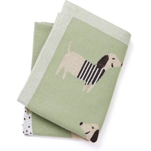Baby Blanket 100% Cotton Soft Cooling Summer Receiving Swaddle Blanket for Boy Girl-Green Dachshund Puppy Dog 40x30in
