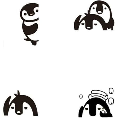 Removable Switch Stickers - 4 Cute Penguins Cartoon Wall Stickers, Light Switch Decals, Family DIY Decor Art Stickers for Kids Bedroom, Office Home Decoration