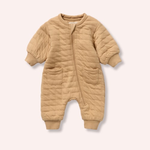 Organic Quilted Growsuit - Honey Fawn
