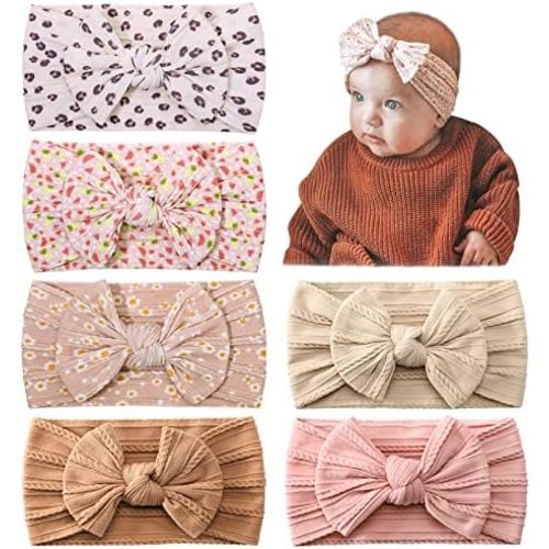 6pcs Baby Nylon Headbands Hair Bow Elastics Hairbands