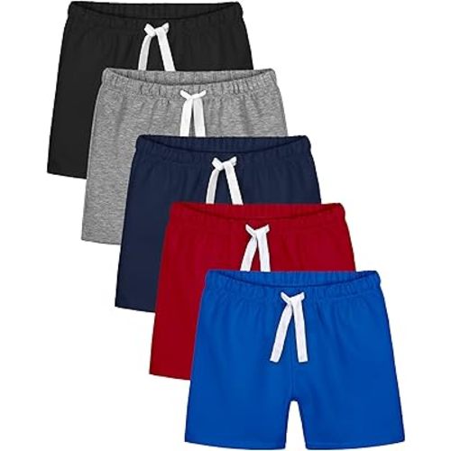 Resinta 5 Pack Toddler Boy Shorts Boys Cotton Short Soft Baby Casual Shorts with Drawstring
