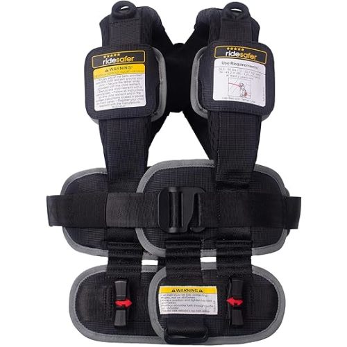 RideSafer Travel Vest Gen 6 - Small (26.5-50 lbs) - Black - Lightweight Portable Child Safety Car Seat for Travel, Rental Cars, Rideshares