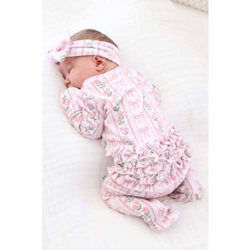 Ruffle Zipper Footie | Coquette Garden