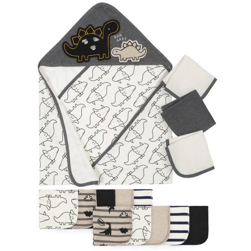 Gerber Baby Boys Organic Hooded Towel and Washcloths Bundle, 14-Piece Set