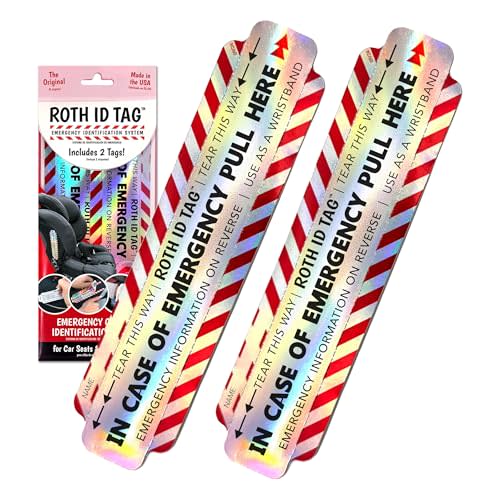 Original ROTH ID TAG™ Kit | Emergency Contact Identification System for Car Seats, Red, White, Black