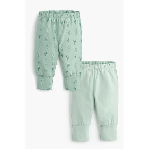 2-Pack Hello Baby Pants - Organic Baby Clothes - Monica + Andy | Color: Green Cactus | Size: 3-6 months