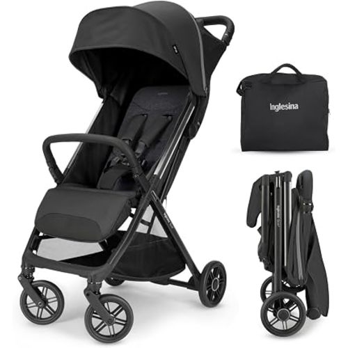 Inglesina Quid³ Travel Stroller - Cosmic Black | Lightweight Travel Stroller for Airplane, Umbrella Stroller for Baby & Toddler 0-55 lbs, Car Seat Compatible w/Carry Bag & Wheel Covers - Bundle Kit