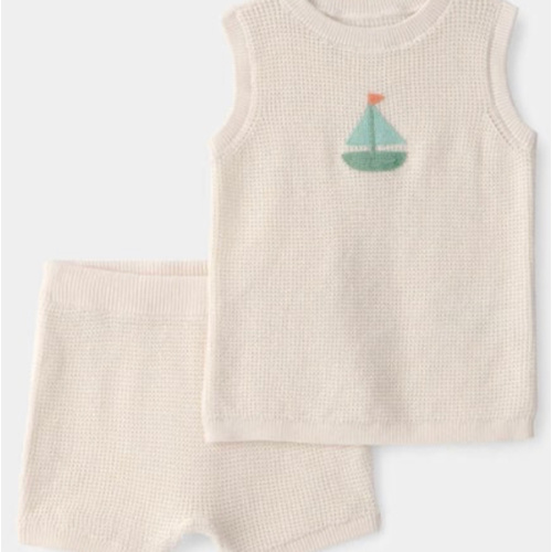 Baby 2-Piece Sailboat Crochet Top & Short Set - Cream | Carter's