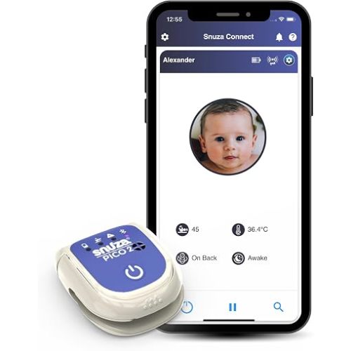 Pico 2 Wearable Child-Care Aid | App Connected or Standalone | Detects & Reports Movement Activity | Body Position, Sleep & Skin Surface Temperature Information | Real-Time Notifications