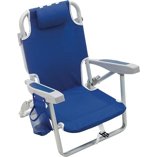 Rio Beach Kid's 5-Position Lay Flat Backpack Folding Beach Chair, Blue