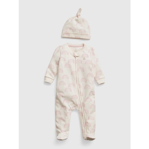 Baby 100% Organic Cotton 2-Piece Outfit Set in birch, size: Up To 7lb