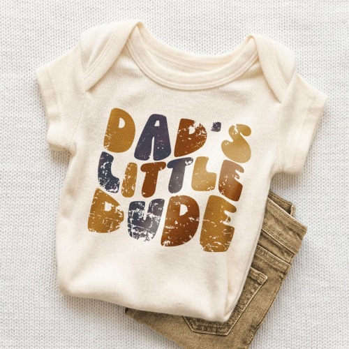 Dad's Little Dude Baby Onesie® - Retro Bodysuit - Father's Day Natural Onesie®