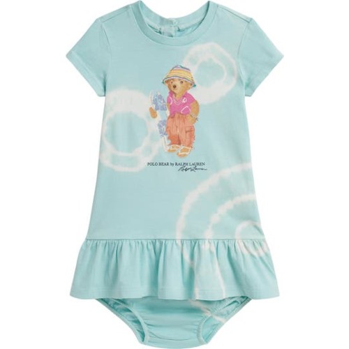 Tie Dye Polo Bear Cotton Dress & Bloomers Set, 12M