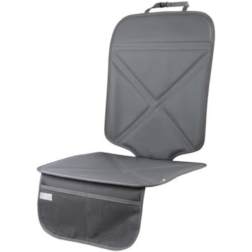 Viaviat Car Seat Protector Leather Waterproof Child Safety Seat Protector Cover with Thick Pad and 2 Large Pockets Durable Kick Mat for All Auto Seat (Deep Gray)