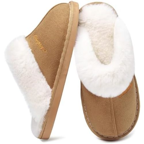 Slippers Women Men Fuzzy House Shoe with Memory Foam Fluffy Comfy Warm Winter Non-Slip Indoor Outdoor