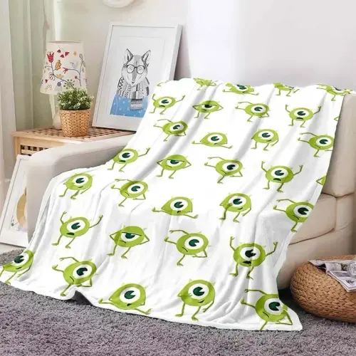 Monsters Inc Throw Blanket, Flannel Cute Monsters Inc House Themed Stuffed Soft Nap Throw Blanket for Home Decor Gifts