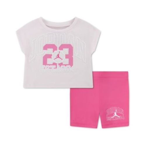 Baby Girls' Short-Sleeve Boxy T-Shirt and Shorts, 2-Piece Set