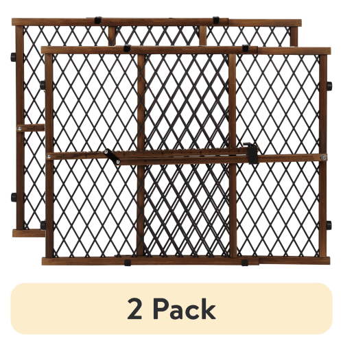 (2 pack) Evenflo Position & Lock Adjustable Wood Baby Gate, (Farmhouse Collection), Fits Openings 26 - 42 in. Wide