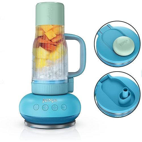 Ninja Blendboss™ | Personal Blender for Smoothies & Frozen Drinks | 26oz Travel Tumbler with LeakProof Lid, Chug Spout & Detachable Straw | Auto-iQ Technology | Blue Raspberry | DB351BL