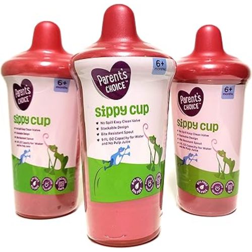 Value Pack - Parents Choice Sippy Cups - 3 Piece Bundle - Red