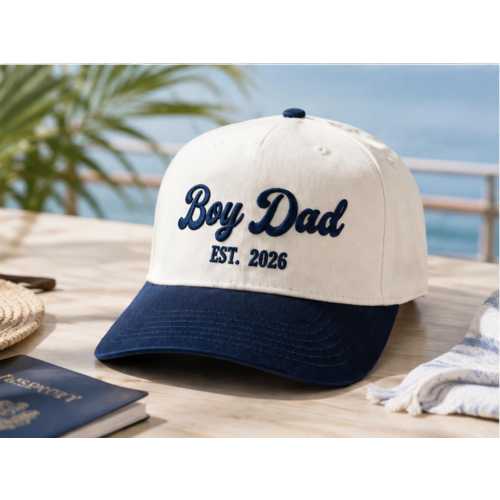 Custom Boy Dad Embroidered Hat, Personalized Est Year Baseball Cap, New Dad Gift, Dad To Be Cap