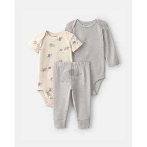 Baby 3-Piece Elephant Bodysuit & Pant Set - Grey/Ivory | Carter's