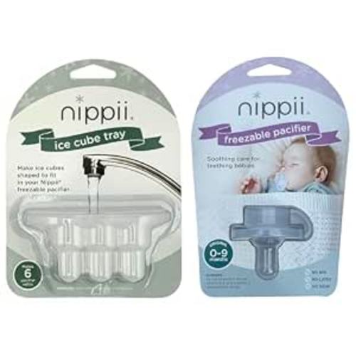 Nippii Freezable Pacifier & Ice Cube Tray, Baby Teether Toys 0-9 Months