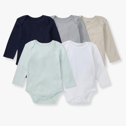 (Size 6-9m) Burt's Bees Baby Organic Cotton Bodysuits – Baby Boy & Girl Short and Long Sleeve One-Pieces, 5-Pack
